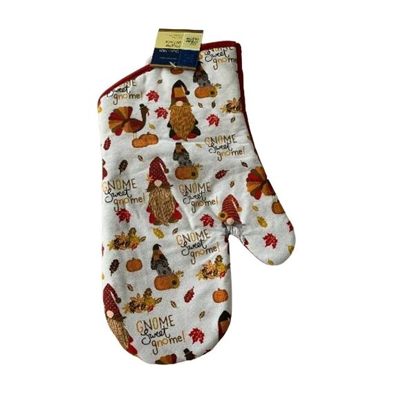 Home Collection Gnome Oven Mitts & Pot Holder 4 PC Set Fall Holiday Pumpkin NEW - Picture 3 of 5